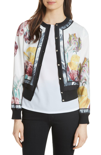 Ted Baker Olyviaa Tranquility Bomber Jacket In White
