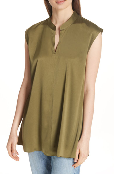 Eileen Fisher Olive Stretch-silk Charmeuse Top