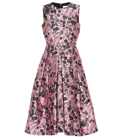 Erdem Indra Fit-and-flare Floral Jacquard Sleeveless Dress In Pink Black