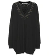 Givenchy Long-sleeve Studded V-neck Oversize Cashmere-blend Sweater In Black