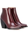 Chloé Rylee Low Leather Ankle Boots In Deep Purple