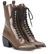 Chloé Women's Rylee Pointed Toe Leather Mid-heel Boots In Brown