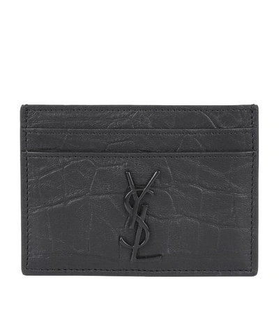 Saint Laurent Embossed Leather Card Holder In Black