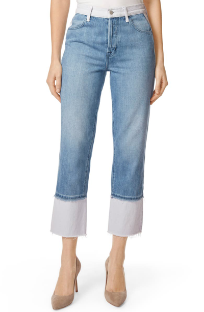 J Brand Wynne High rise Cropped Straight leg Jeans In Blue And White ModeSens
