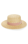 LACK OF COLOR PINK VELOUR STRAW HAT - BROWN,PVEL1
