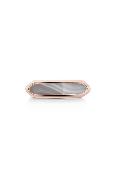 Monica Vinader Baja Grey Agate Ring In Rose Gold/ Grey Agate