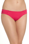 Tommy Bahama Side Shirred Hipster Bikini Bottoms In Cerise