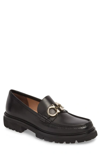 Ferragamo Black Bleecker Loafers In Nero Leather