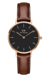 DANIEL WELLINGTON CLASSIC PETITE LEATHER STRAP WATCH, 28MM,DW00100225