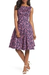 MAGGY LONDON PRINT FIT & FLARE DRESS,GSL69MNO