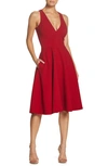 Dress The Population Catalina Fit & Flare Cocktail Dress In Red