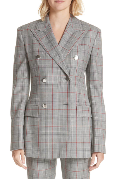 Calvin Klein 205w39nyc Double-breasted Prince Of Wales Checked Wool Blazer In Black White Grenadine