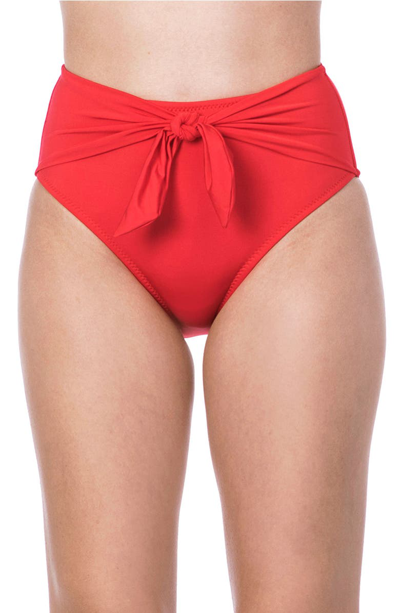 Trina Turk Getaway Solids Tie-front High-waist Bikini Bottoms Women's Swimsuit In Red