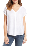 TWO BY VINCE CAMUTO LINEN V-NECK BLOUSE,9099067