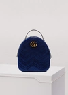 Gucci Gg Marmont Velvet Backpack In Blue