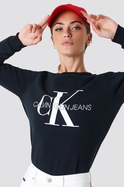 Calvin Klein Core Monogram Logo Sweatshirt Black In Ck Black