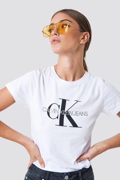 Calvin Klein Core Monogram Logo Tee White