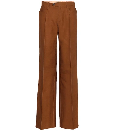 Chloé Tuxedo High-rise Wool-blend Trousers In Brown