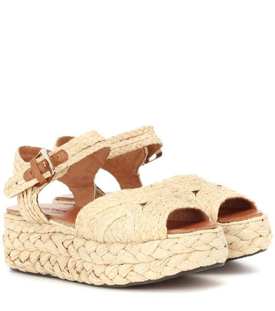 Clergerie Aude Raffia Platform Sandals In Natural