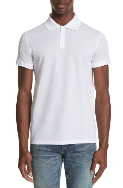Saint Laurent Cotton Polo Shirt In White