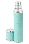 CREED TURQUOISE LEATHER WITH SILVER TRIM POCKET ATOMIZER,1601000581