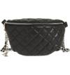 STEVE MADDEN QUILTED FAUX LEATHER FANNY PACK - BLACK,BMANDIE