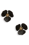 SHASHI LILY FLOWER STUD EARRINGS,E-LILY-BLK