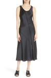 Vince Raw-edge Silk Tank Dress In Iron