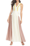 HARLYN COLORBLOCK PLEATED GOWN,YD-7967-OPB