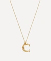 ALEX MONROE GOLD-PLATED FLORAL LETTER C ALPHABET NECKLACE,000597277