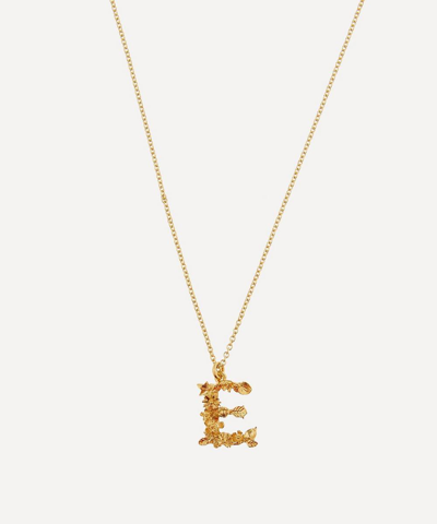 Alex Monroe Gold-plated Floral Letter E Alphabet Necklace