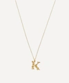 Alex Monroe Gold-plated Floral Letter K Alphabet Necklace In Gold