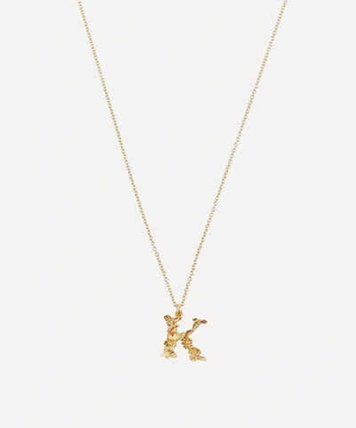 Alex Monroe Gold-plated Floral Letter K Alphabet Necklace