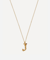 Alex Monroe Gold-plated Floral Letter J Alphabet Necklace In Gold