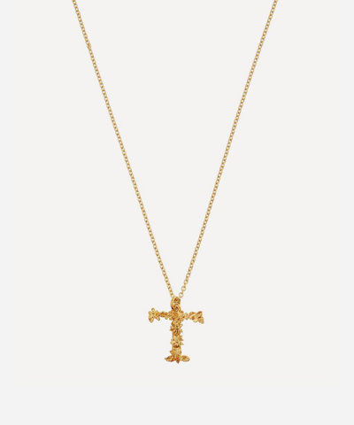 Alex Monroe Gold-plated Floral Letter T Alphabet Necklace