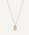 ALEX MONROE GOLD-PLATED FLORAL LETTER S ALPHABET NECKLACE,000597297