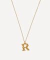 ALEX MONROE GOLD-PLATED FLORAL LETTER R ALPHABET NECKLACE,000597296