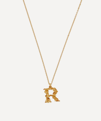 Alex Monroe Gold-plated Floral Letter R Alphabet Necklace