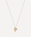Alex Monroe Gold-plated Floral Letter P Alphabet Necklace In Gold