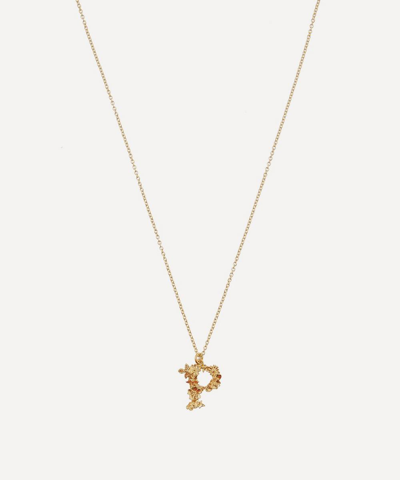 Alex Monroe Gold-plated Floral Letter P Alphabet Necklace