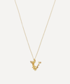 Alex Monroe Gold-plated Floral Letter V Alphabet Necklace In Gold