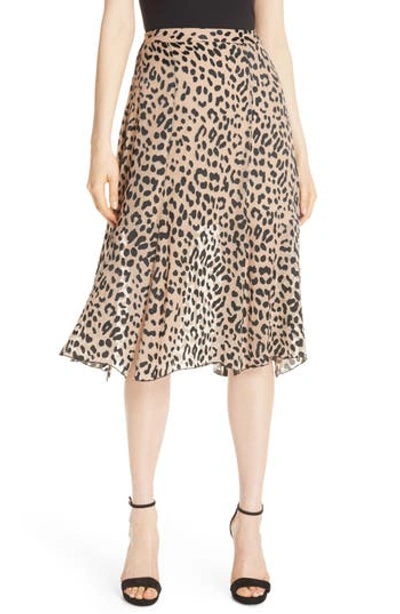 Alice And Olivia Athena Leopard Chiffon Midi Skirt In Leopard Sand