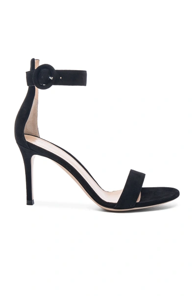 Gianvito Rossi Suede Portofino Heels In Black