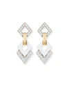 DAVID WEBB WHITE ENAMEL & DIAMOND INTERLOCKING DIAMOND EARRINGS,PROD209310013
