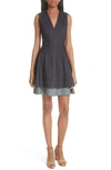 DEREK LAM 10 CROSBY DENIM FIT & FLARE DRESS,TP81526ADE