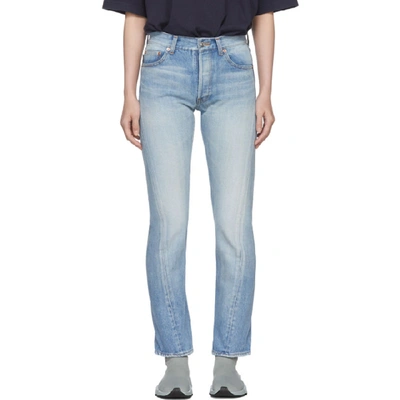 Balenciaga Twisted High-rise Straight-leg Jeans In 4009  Bleu