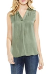 Vince Camuto Rumpled Satin Blouse In Camo Green