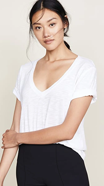 Splendid Cotton Modal Slub V Tee In White