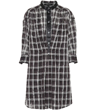 Marc Jacobs Satin-trimmed Checked Silk-voile Dress In Black