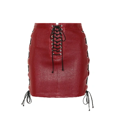 Ben Taverniti Unravel Project Unravel Leather Side Lace Up Skirt In Purple. In Red